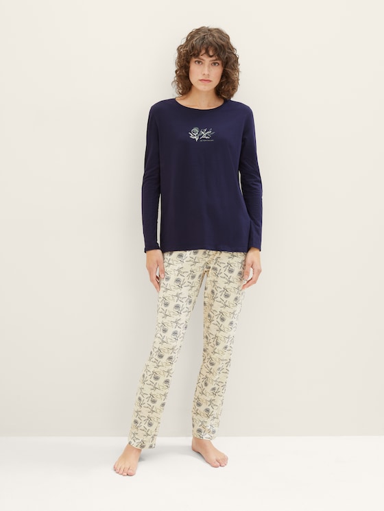 Pyjama met allover-print door Women, weiß-dunkel-Allover