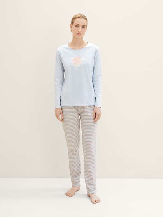 Pyjama avec motif imprimé par Women, blue-light-stripes