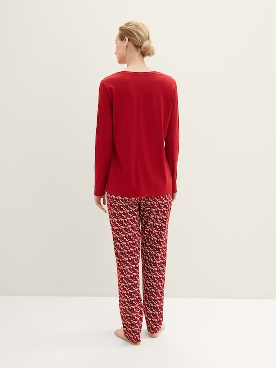 Pyjama met motief door Women, red-dark-allover