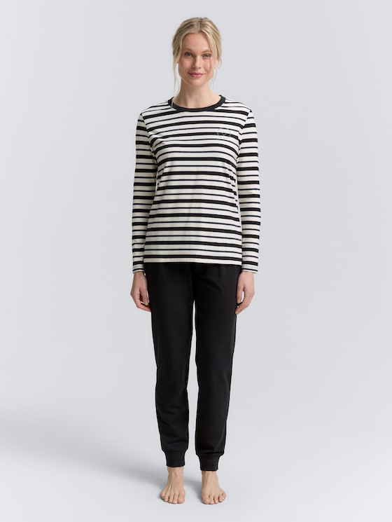 Pyjama-Set mit Streifenmuster von Women, grey-dark-horizontal stripe