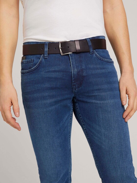 TTWILL leren riem met vierkante gesp door Men, black uni