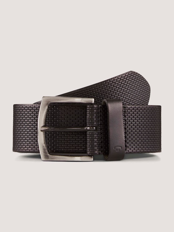 TTWILL leather belt with square pin buckle by Men, black uni