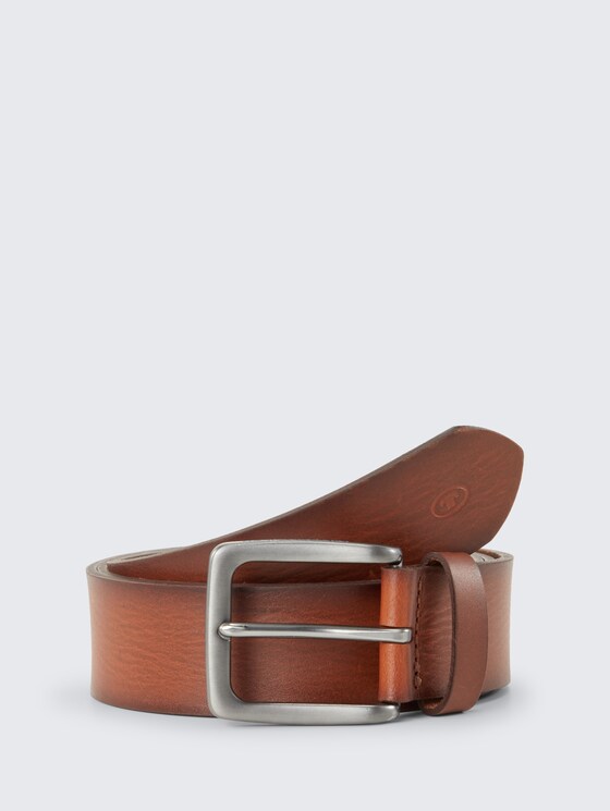 TTSCOTT Ledergürtel mit eckiger Dornschließe von Men, light brown uni