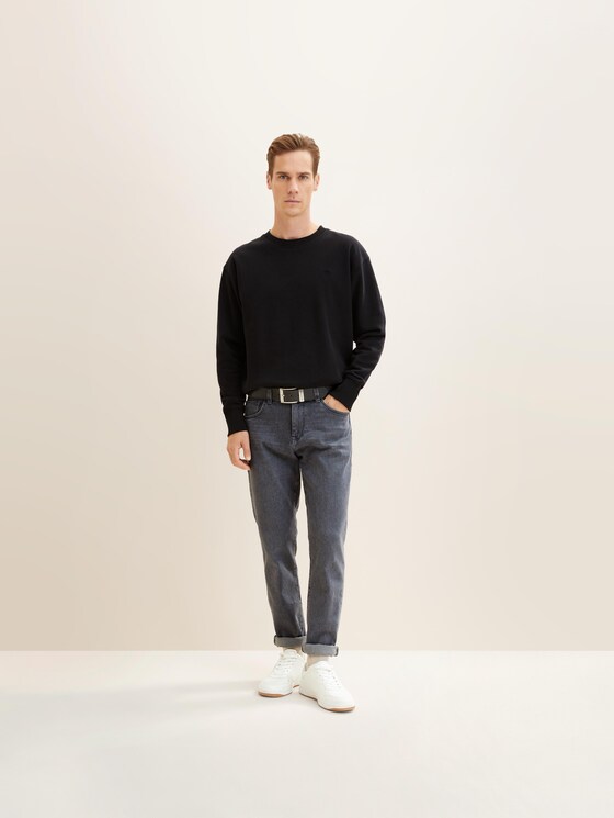 Ledergürtel mit schmaler Schnalle von Men, black uni