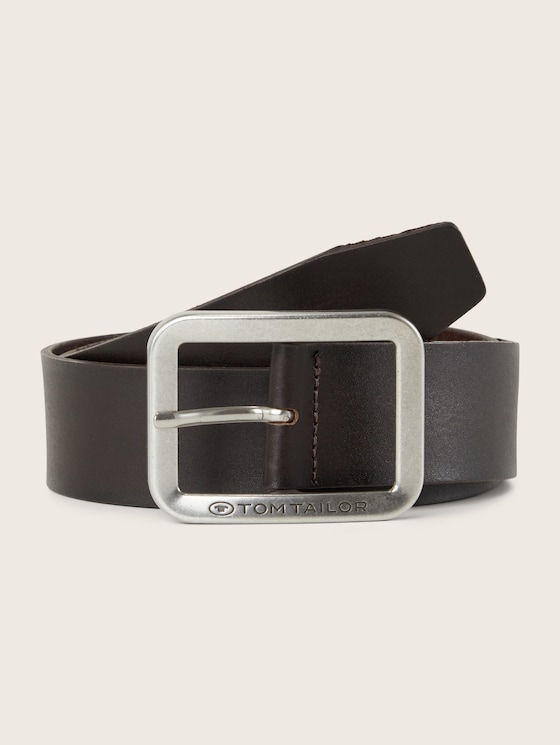Leather belt with a double buckle