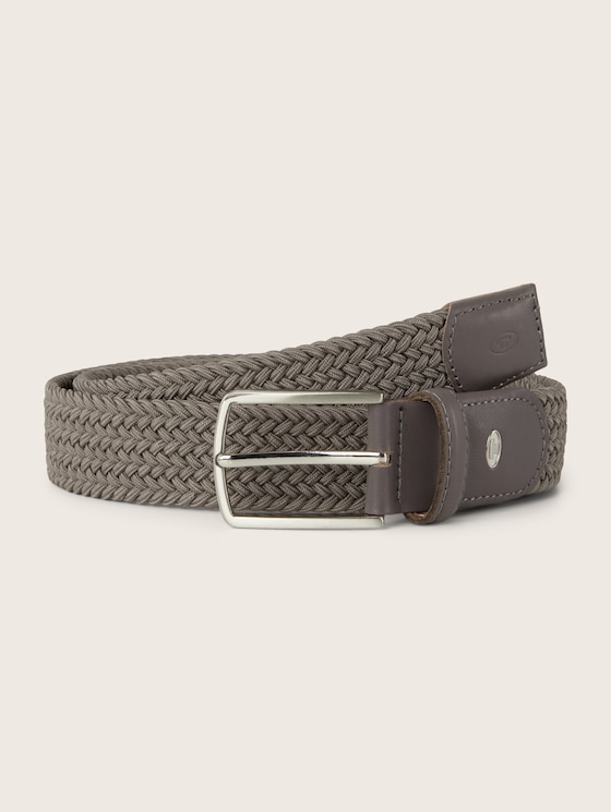 TTALEX elasticated braided belt with square pin buckle by Men, silver uni