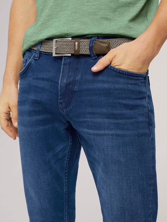 Geflochtener Gürtel mit Lederdetails von Men, olive uni