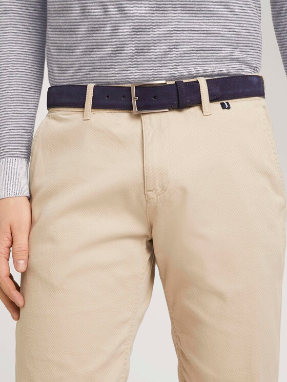 TTFRANK Suède leren riem met vierkante gesp door Men, navy uni