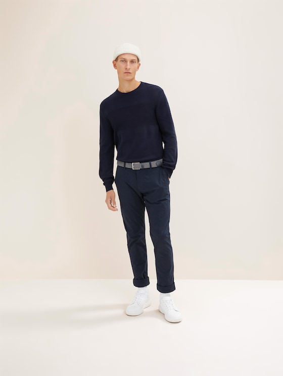 TTOSCAR elastischer Flechtgürtel mit eckiger Dornschließe von Men, navy uni