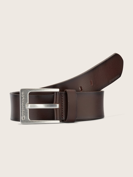 lederen riem met logo reliëf door Men, brown uni