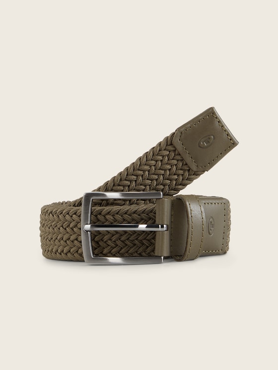 TTJAMIE elasticated braided belt with square pin buckle by Men, oliv uni
