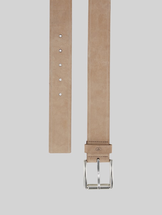 TTJAY leather belt with square pin buckle in beige by Tom Tailor