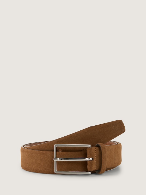 TTLOGAN Velourledergürtel mit eckiger Dornschließe von Men, cognac uni