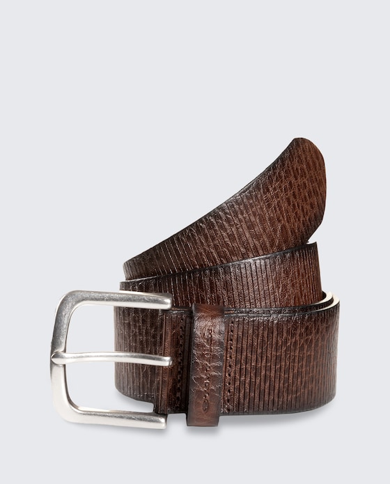 TTROY Leren riem met afgeronde gesp door Men, dark brown uni