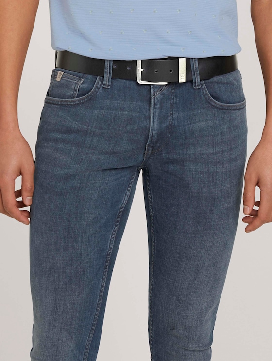 TTJOE leren riem met vierkante gesp door Denim Male, black uni