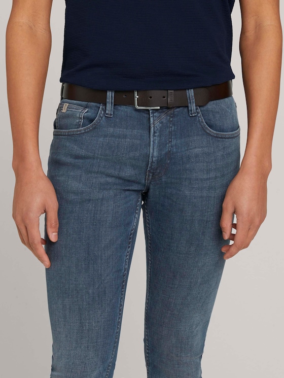 TTDUSTIN leren riem met rechthoekige gesp door Denim Male, brown uni