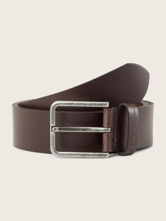 TTDUSTIN leather belt with rectangular pin buckle by Denim Male, brown uni