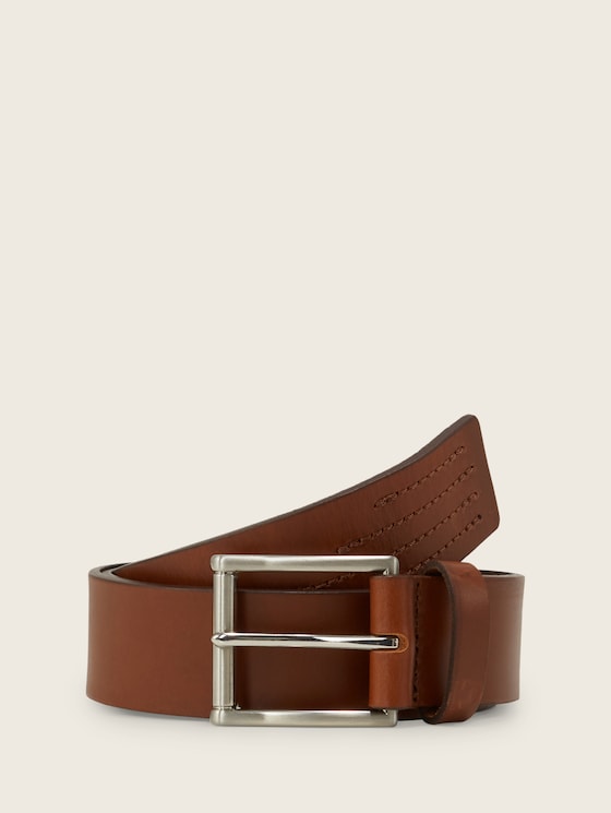 Ledergürtel mit eckiger Dornschließe von Denim Male, light brown uni