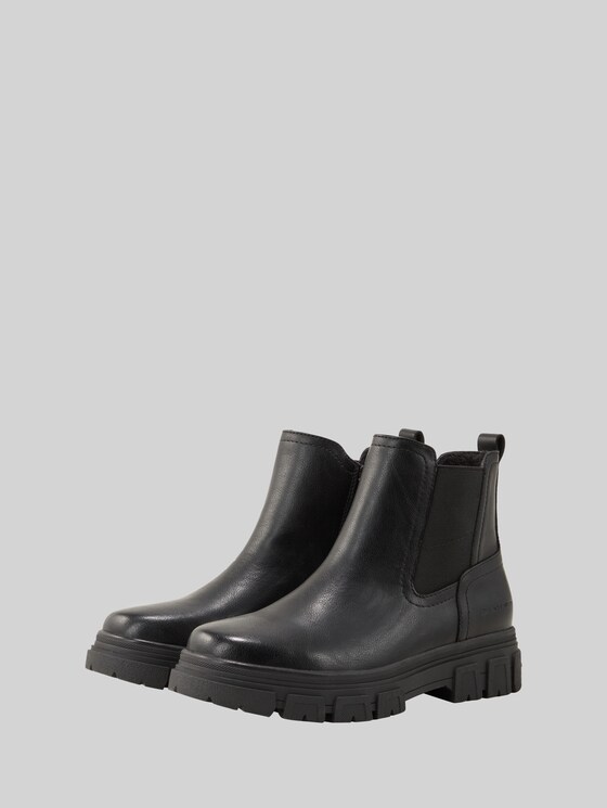 Gefütterte Stiefeletten mit Gummieinsatz in schwarz von Tom Tailor