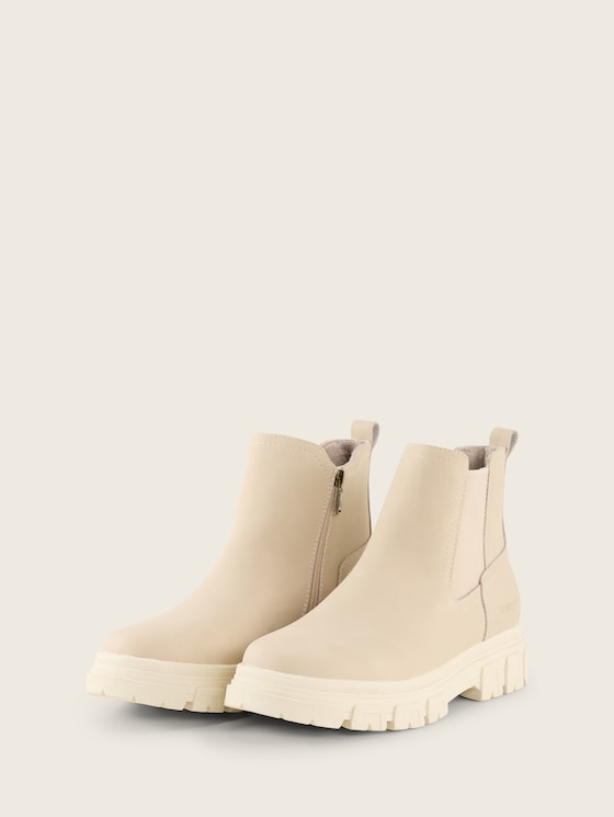 Gefütterte Stiefeletten mit Gummieinsatz von Women, cream