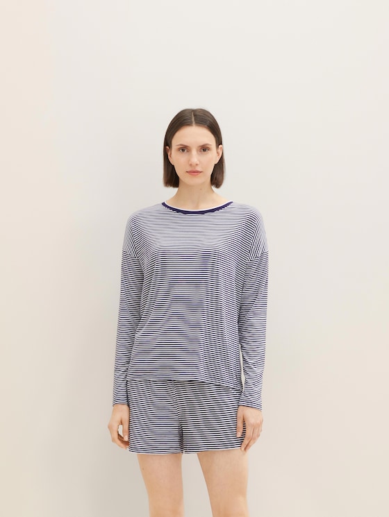Pyjama Oberteil mit Streifen - Frauen - blue ring Pyjama Oberteil mit Streifen - Frauen - blue ring - 1 - TOM TAILOR