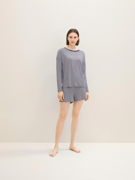 Pyjama Oberteil mit Streifen - Frauen - blue ring Pyjama Oberteil mit Streifen - Frauen - blue ring - 3 - TOM TAILOR