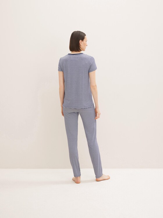 Kurzes Pyjama Oberteil mit Streifen - Frauen - blue ring Kurzes Pyjama Oberteil mit Streifen - Frauen - blue ring - 2 - TOM TAILOR