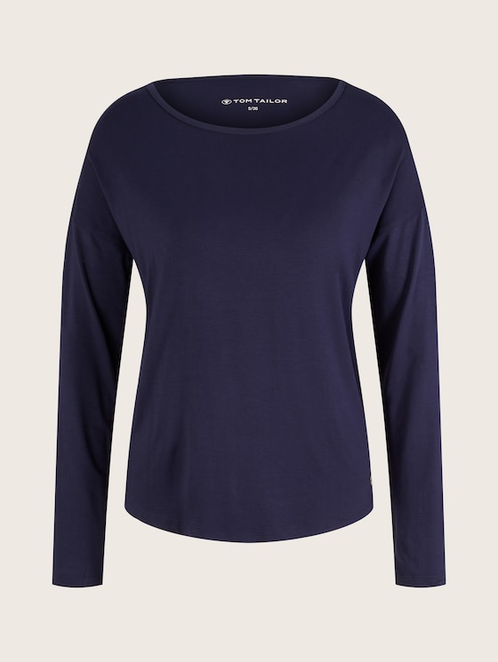 Langarm Pyjama Oberteil - Frauen - dark blue uni Langarm Pyjama Oberteil - Frauen - dark blue uni - 7 - TOM TAILOR