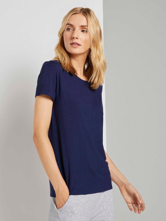 Kurzarm Pyjama Oberteil - Frauen - dark blue uni Kurzarm Pyjama Oberteil - Frauen - dark blue uni - 1 - TOM TAILOR