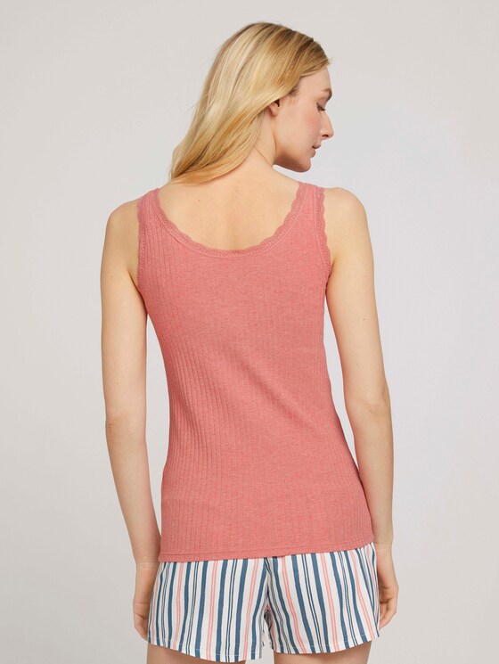 Pyjama Top mit Spitze - Frauen - medium red melange Pyjama Top mit Spitze - Frauen - medium red melange - 2 - TOM TAILOR