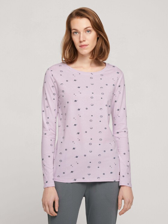 Pyjama Langarmshirt mit Print - Frauen - light-purple-allover Pyjama Langarmshirt mit Print - Frauen - light-purple-allover - 1 - TOM TAILOR