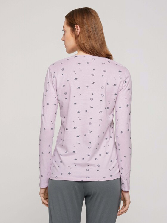 Pyjama Langarmshirt mit Print - Frauen - light-purple-allover Pyjama Langarmshirt mit Print - Frauen - light-purple-allover - 2 - TOM TAILOR