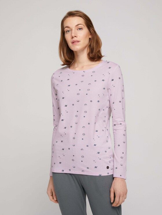 Pyjama Langarmshirt mit Print - Frauen - light-purple-allover Pyjama Langarmshirt mit Print - Frauen - light-purple-allover - 5 - TOM TAILOR