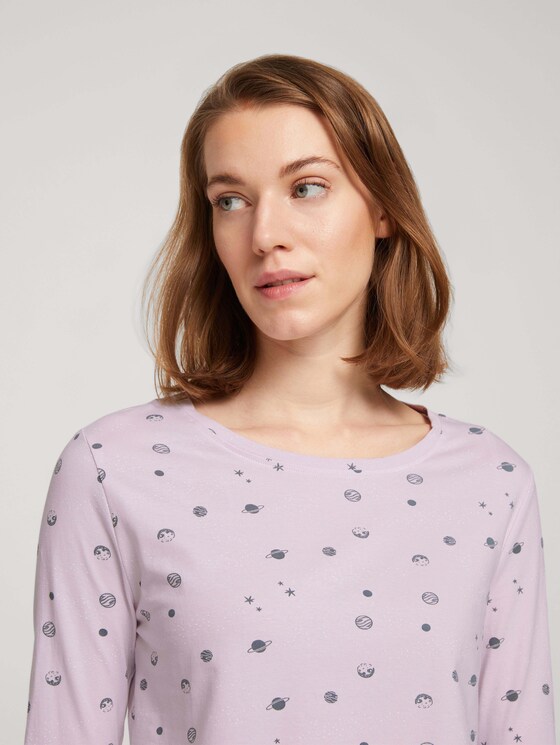 Pyjama Langarmshirt mit Print - Frauen - light-purple-allover Pyjama Langarmshirt mit Print - Frauen - light-purple-allover - 9 - TOM TAILOR