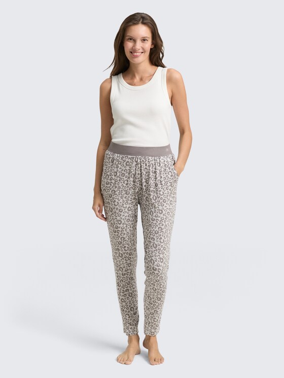 Pyjamabroek met leoprint door Women, grey-medium-allover