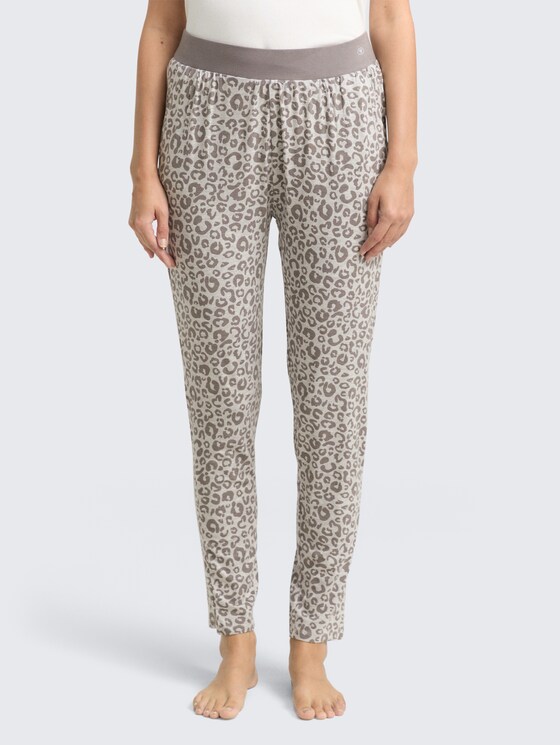 Pyjama-Hose mit Leo-Print von Women, grey-medium-allover