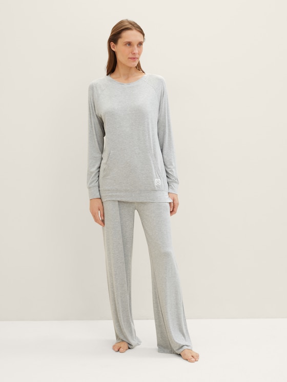 Pyjamabroek in gemêleerde look door Women, grey-medium-melange