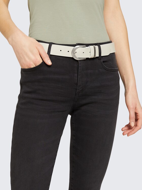 Ceinture en cuir texturé par Women, ecru uni