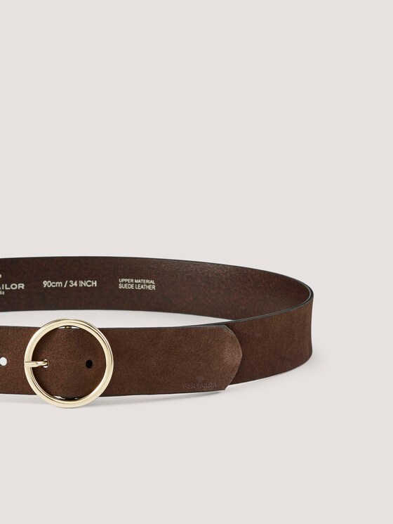 Veloursleder Gürtel mit Rundschnalle - Frauen - brown uni Veloursleder Gürtel mit Rundschnalle - Frauen - brown uni - 9 - TOM TAILOR