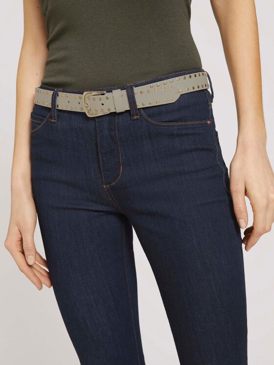 Ledergürtel mit Nieten von Women, ecru uni