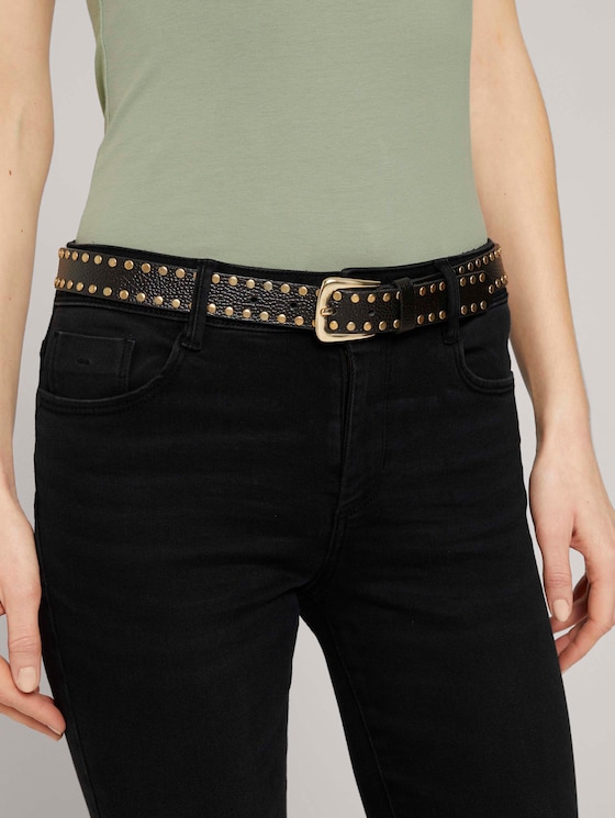 Ledergürtel mit Nieten von Women, black uni