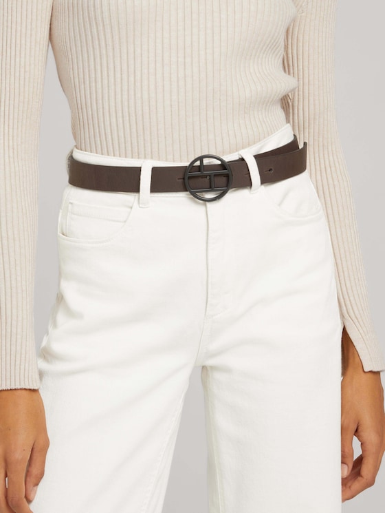 Smalle leren riem door Women, brown uni