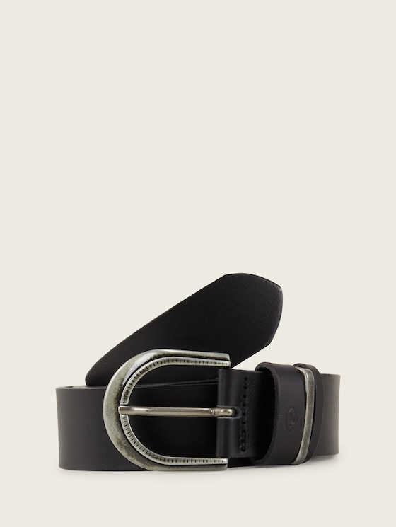 Ledergürtel mit abgerundeter Dornschließe von Women, black uni