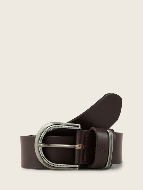 Leren riem met ronde gesp door Women, brown uni