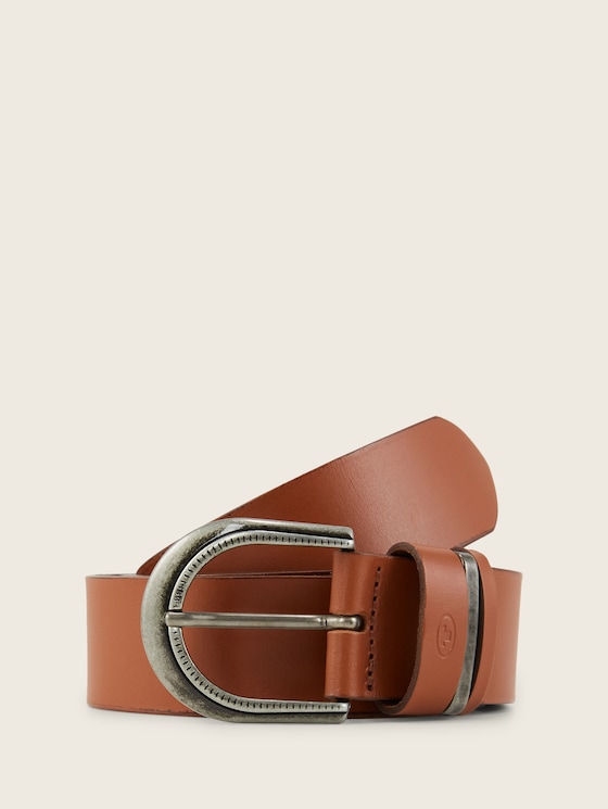 Ceinture en cuir à boucle ardillon arrondie par Women, light brown uni