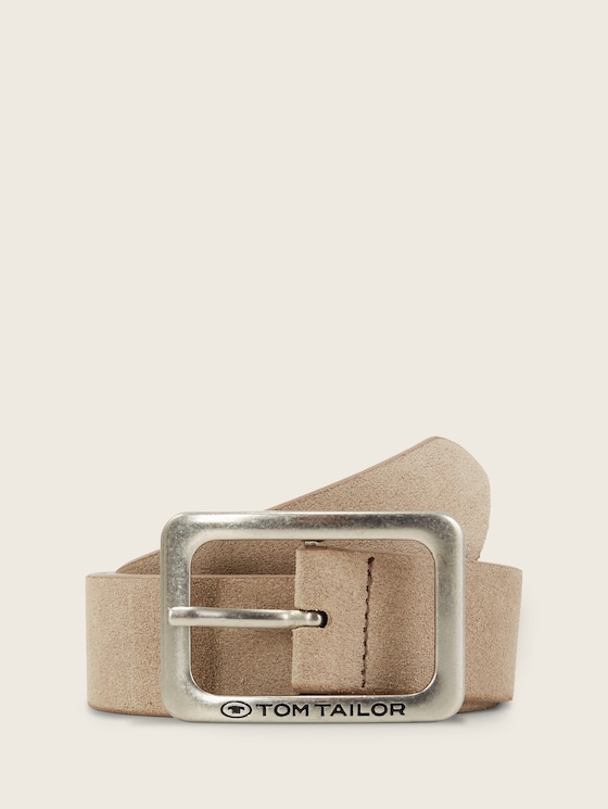 TTEVELYN leren riem met vierkante gesp door Women, beige