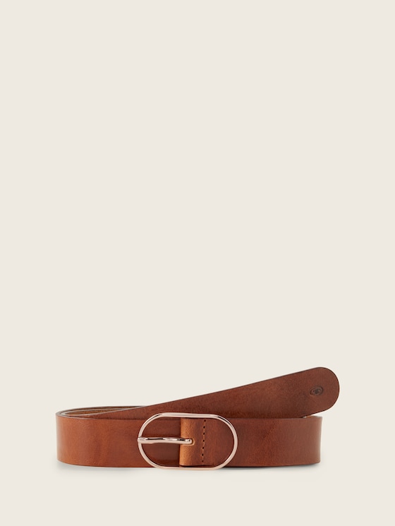 Leren riem met ovale gesp door Women, cognac