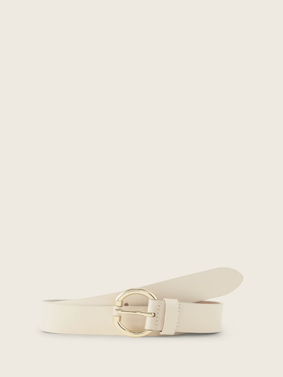Leren riem met ronde gesp door Women, Off white