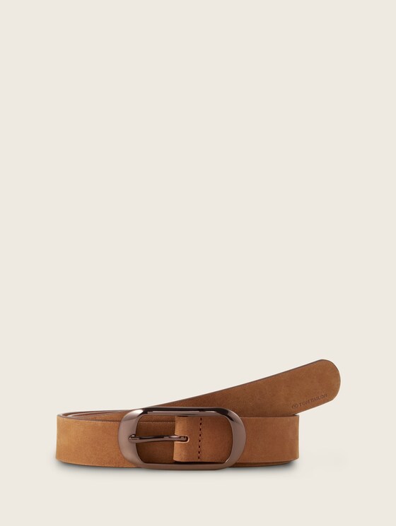 Ceinture en cuir à boucle ardillon ovale par Women, taupe uni