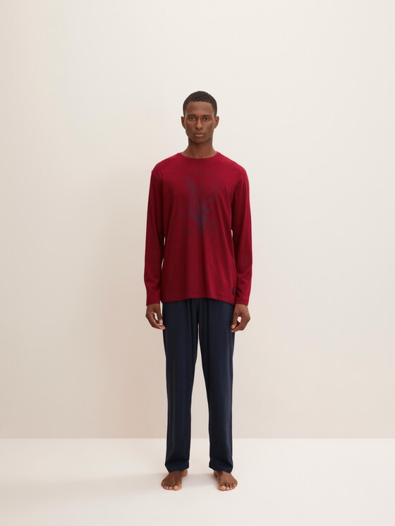 Langes Pyjama Set mit Print - Männer - red-dark-solid Langes Pyjama Set mit Print - Männer - red-dark-solid - 1 - TOM TAILOR